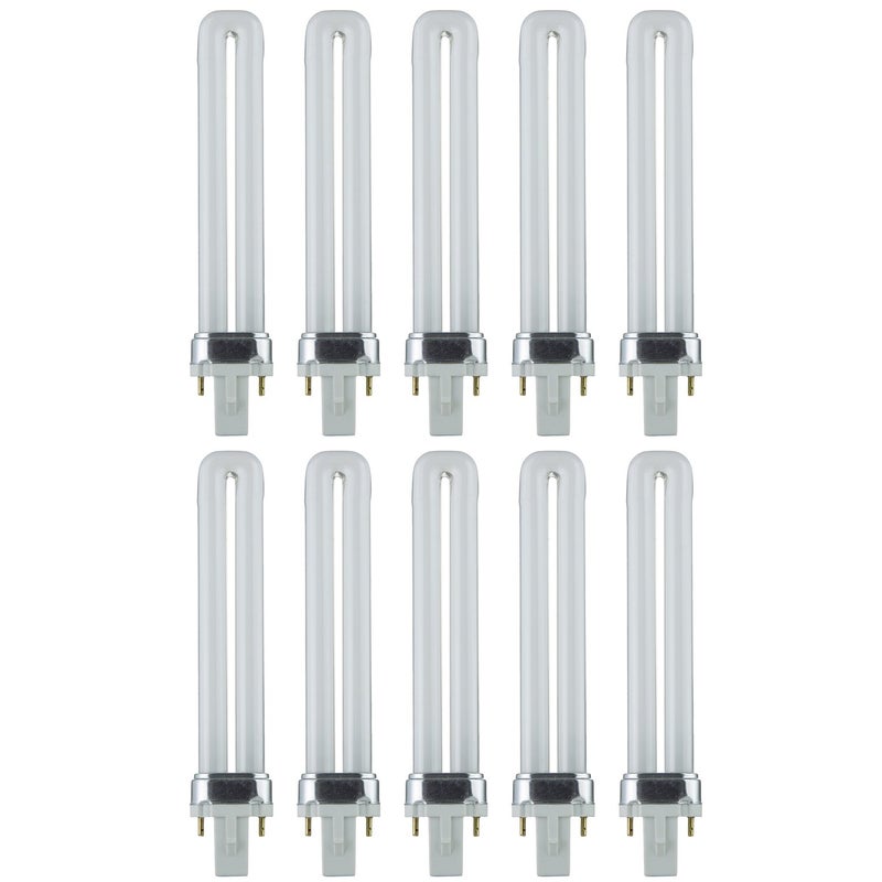 Sunlite PL9/SP41K/10PK 2-Pin Fluorescent 9W 4100K Cool White U Shaped PL CFL Twin Tube Plugin Light Bulbs with G23 Base (10 Pack) - Image 1